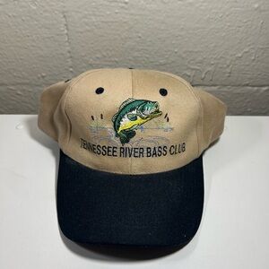 Tennessee River Bass Club: beige over green brim retro snapback hat